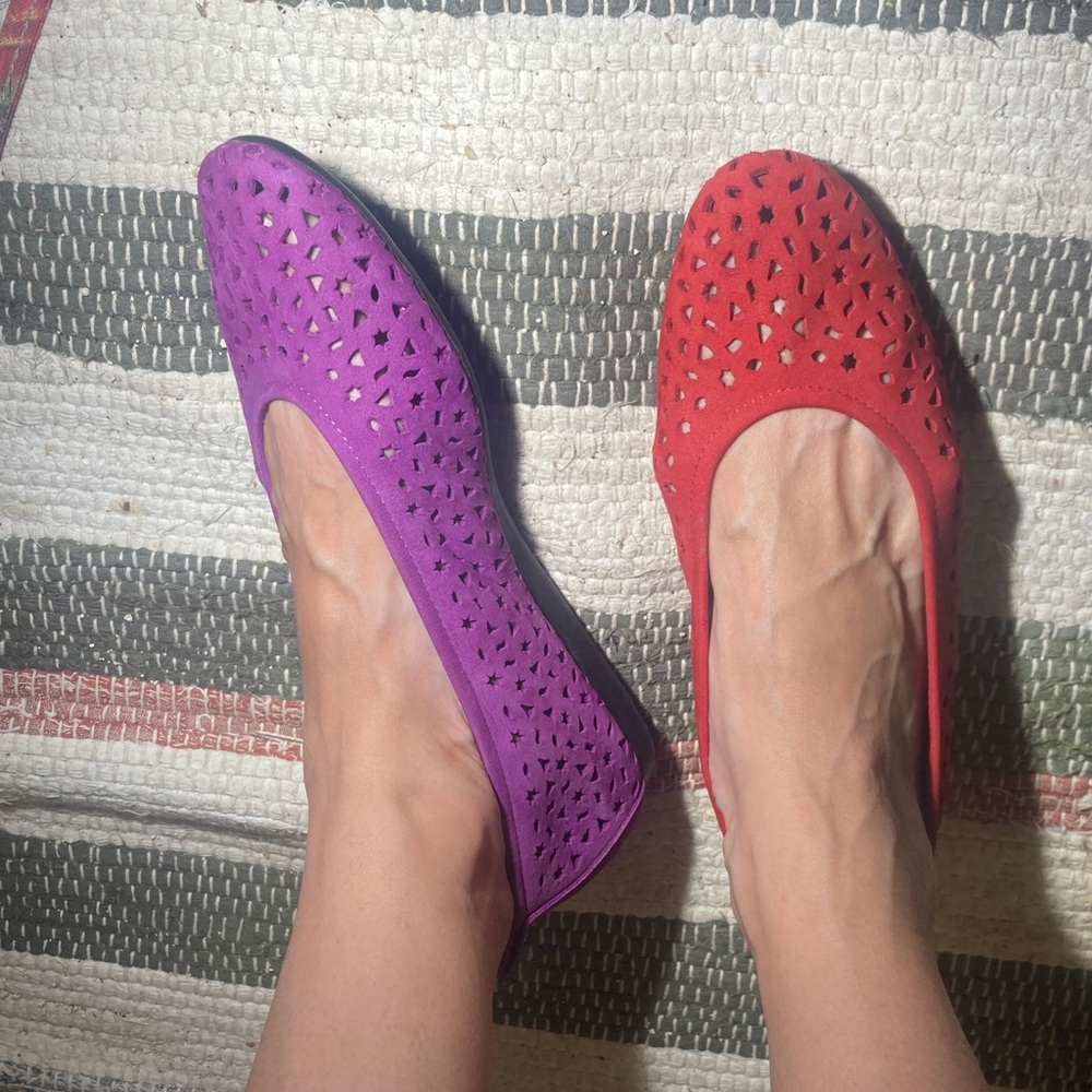 Arche 2 pairs Stylish Women's Ballet Flats - Red, Purple, and Snake Print